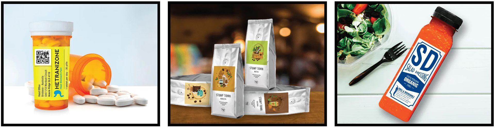 VP650 Color Label Printer printed labels