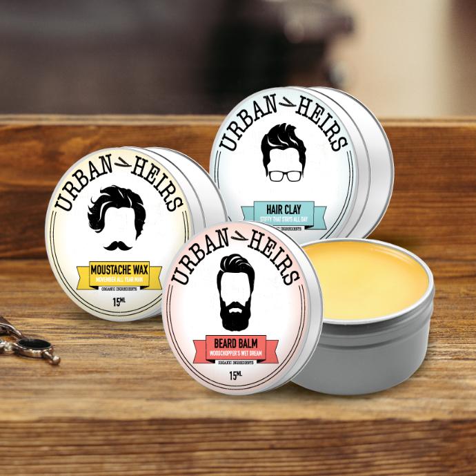 Beauty product labels with living coral colour