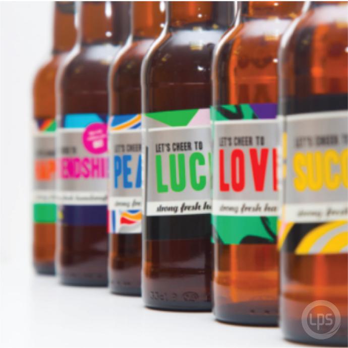 Metallic label effects for beverage