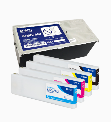 Epson TM-C7500 Ink Cartridge Bundle Pack (CMYK) & Maintenance Box
